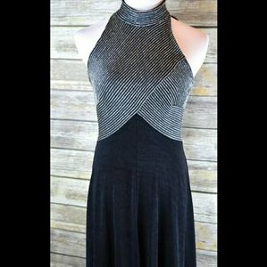 Vtg Tashi Sleeveless High Neck Slinky Dress. L